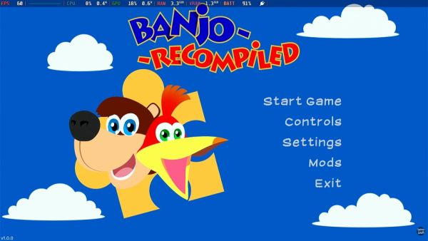 Banjo Recomp Main Menu